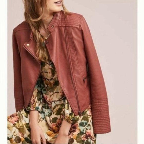 Anthropologie Jackets & Blazers - ETT:TWA Anthropologie Faux Leather Red Rocks Clay Jacket Medium